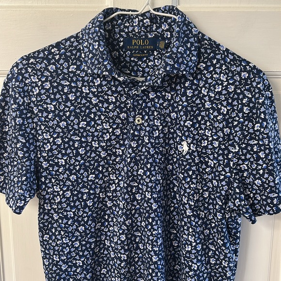 Polo by Ralph Lauren custom slim fit blue floral polo shirt men’s size S - Picture 2 of 14